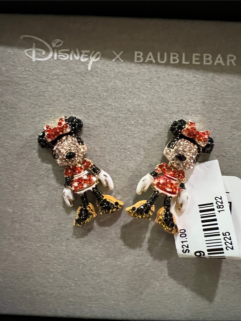 BaubleBar x Disney Minnie Mouse Red, Black & Gold Crystal Stud Earrings